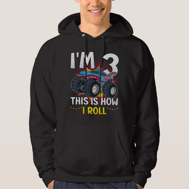 Ich bin 3 So rolle ich Monster Truck Men Hoodie (Vorderseite)