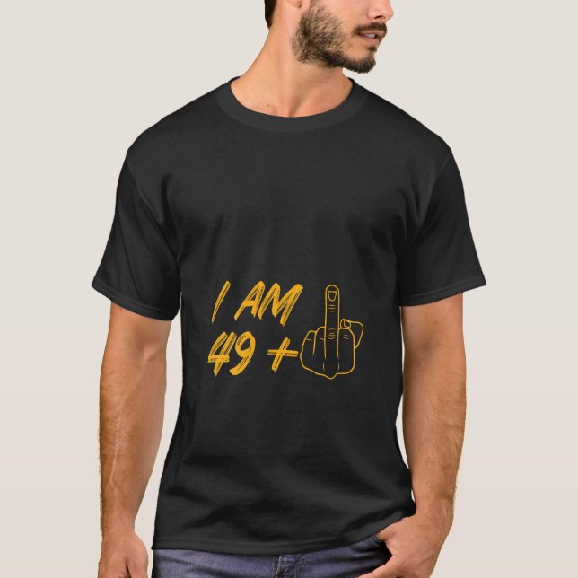 Ich bin 49 Middle Finger Hand V Neck T Shirt (Vorderseite)