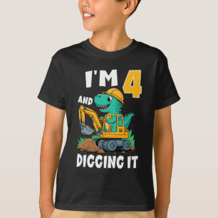 Ich bin 4 und graben es 4. Geburtstag Niedlich Din T-Shirt