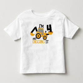Ich bin 4 und graben es Bau Geburtstag Junge Kleinkind T-shirt