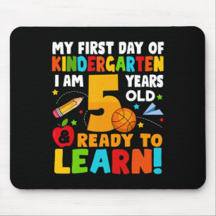 Ich bin 5 bereit, meinen ersten Schultag zu lernen Mousepad
