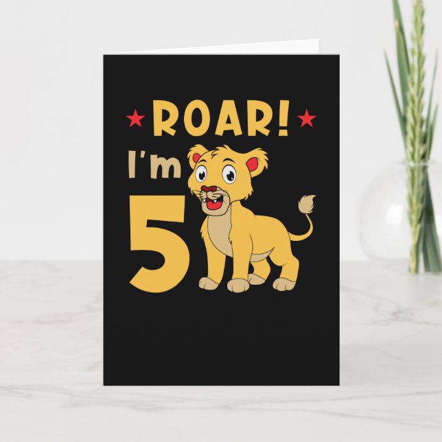 Ich bin 5 Jahre alt Leo Geburtstag Karte (Vorderseite)