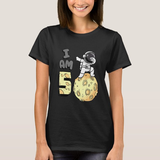 Ich bin 5 Space Astronaut Kid Moon Walker 5. Gebur T-Shirt (Vorderseite)