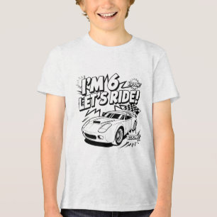 Ich bin 6 Los geht's 6. Geburtstag Auto Grafik Kin Tri-Blend Shirt
