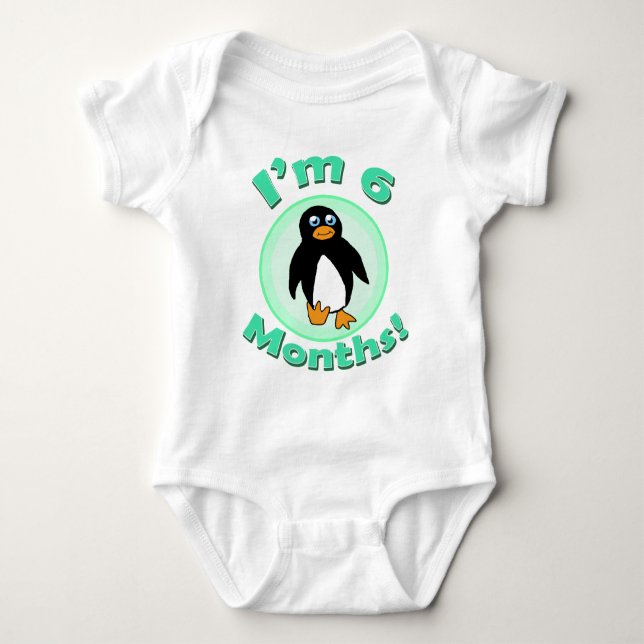 Ich bin 6 Monate Pinguinbaby-Kleidung Baby Strampler (Vorderseite)