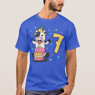 Ich bin 7 Jahre alt mit Kuh-Kindergeburtstag 7 Jah T-Shirt