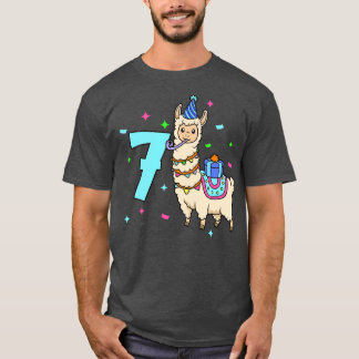 Ich bin 7 mit Lama-Kids-Geburtstag 7 Jahre alt T-Shirt