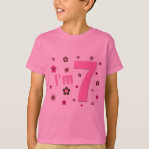 Ich bin 7 Rosa-und Brown-Blumen T-Shirt