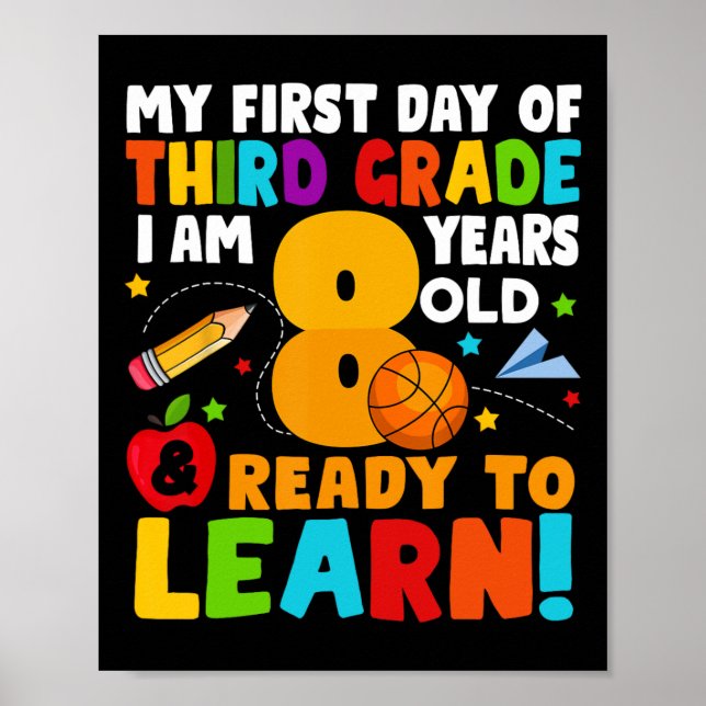 Ich bin 8 bereit, mein Zurück zur Schule zu lernen Poster (Vorne)