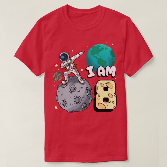 Ich bin 8 Space Astronaut Kid Moon Walker 8. Gebur T-Shirt (Design vorne)