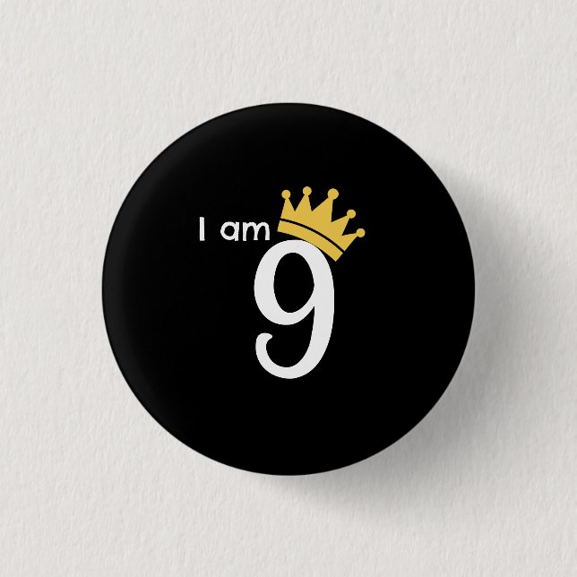 Ich bin 9 Benutzerdefiniertes Alter & Foto Geburts Button (Vorderseite)