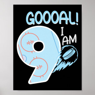 Ich bin 9 Hockey Birthday Party Poster