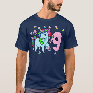 Ich bin 9 Jahre alt mit unikorischem Mädchen Gebur T-Shirt