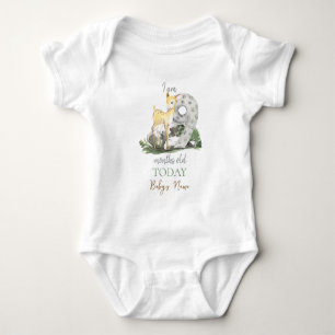 Ich bin "9" Monate altes Zitat-Wald Thema Baby Hir Strampler