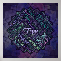 Ich bin Affirmation Word Cloud Art in lotus