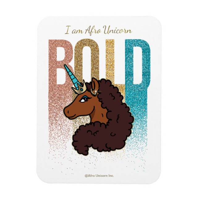 Ich bin Afro Unicorn | Fett-Glitzer-Design Magnet (Vertikal)