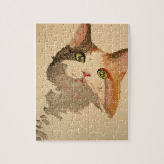 Ich bin alle Ohren: Calico Cat Portrait (Vertikal)