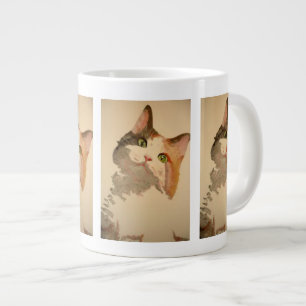 Ich bin alle Ohren: Calico Cat Portrait Jumbo-Tasse