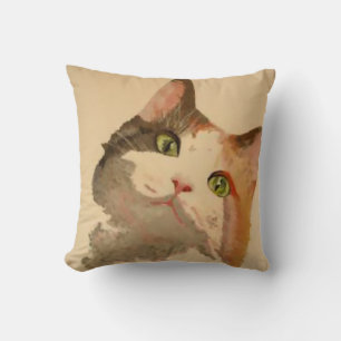 Ich bin alle Ohren: Calico Cat Portrait Kissen