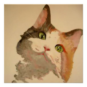 Ich bin alle Ohren: Calico Cat Portrait Poster