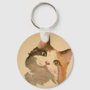 Ich bin alle Ohren: Calico Cat Portrait Schlüsselanhänger