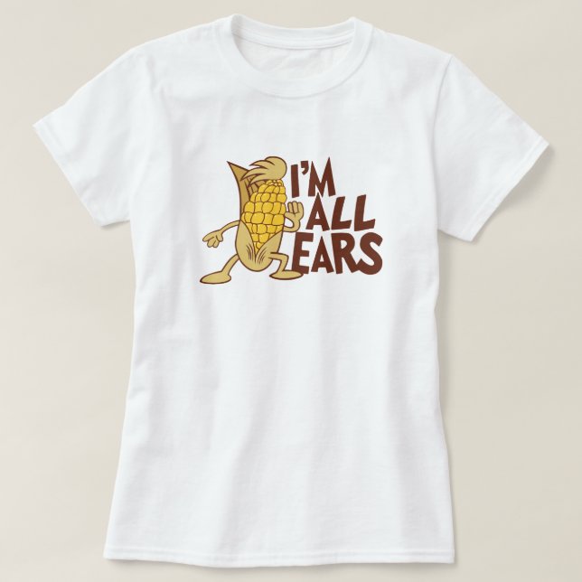 Ich bin alle Ohren Funny Wordplay Cartoon Graphic T-Shirt (Design vorne)