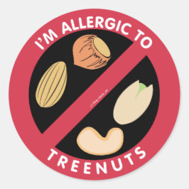 Ich bin allergisch gegen Baumnüsse Allergie-Symbol Runder Aufkleber