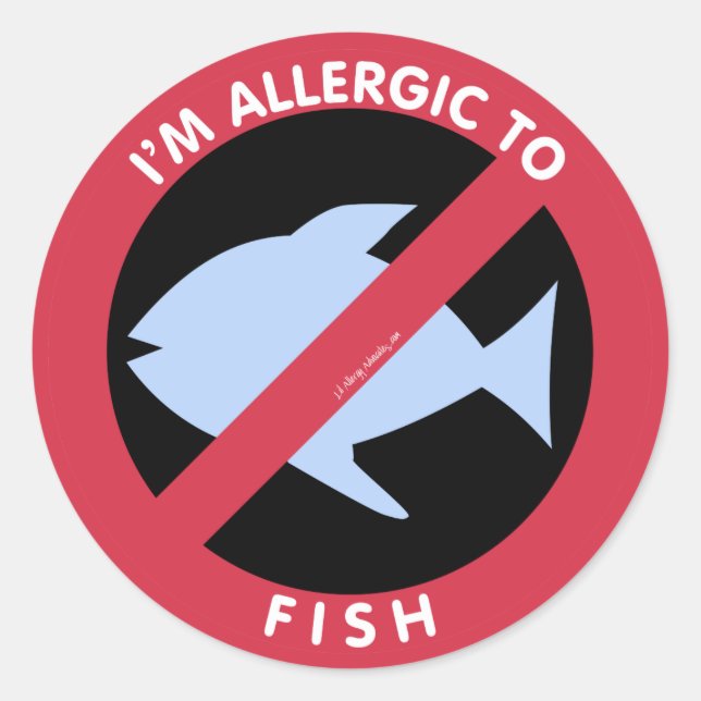 Ich bin allergisch gegen die Symbolkids von Fische Runder Aufkleber (Vorderseite)