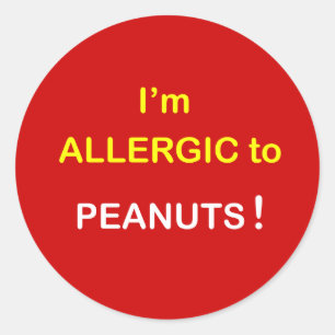 Ich bin allergisch - PEANUTS. Runder Aufkleber