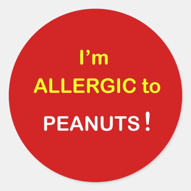 Ich bin allergisch - PEANUTS. Runder Aufkleber (Vorderseite)