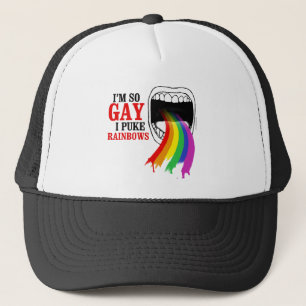 Ich bin, also Homosexuelles, kotze ich Regenbogen Truckerkappe