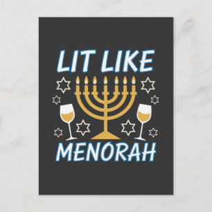 Ich bin angezündet wie Menorah Chanukka jüdische M Postkarte