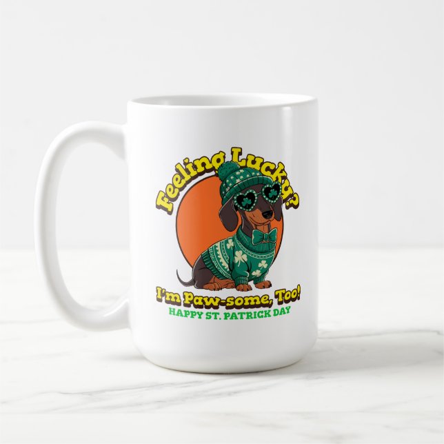 Ich bin auch Paw-some! Happy St. Patrick's Day Dog Kaffeetasse (Links)