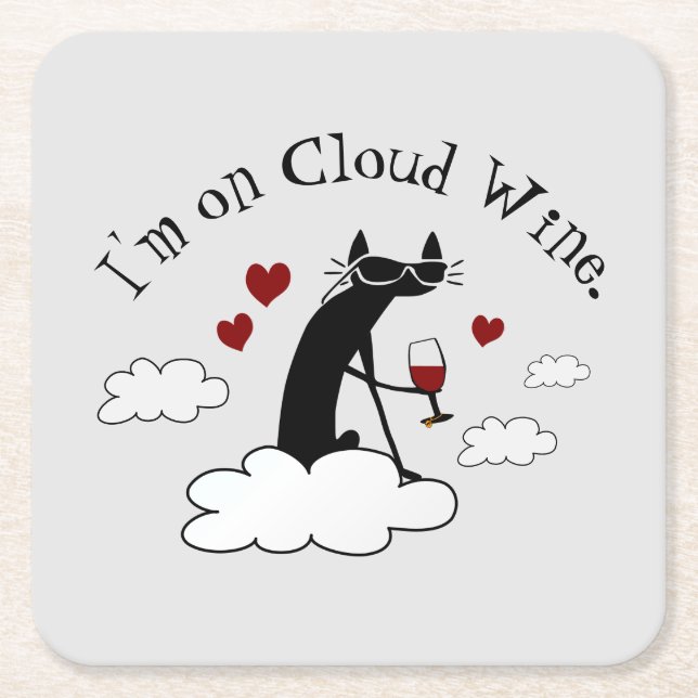 Ich bin auf Cloud Wine Funny Liebe Weinangebot Rechteckiger Pappuntersetzer (Vorderseite)
