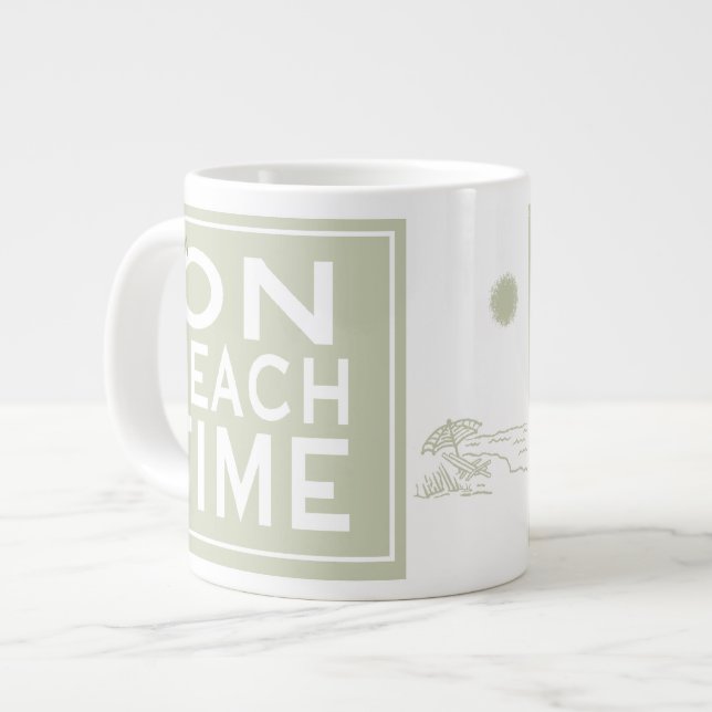Ich bin auf der Strandzeit Jumbo-Tasse (Vorderseite Links)