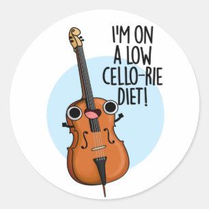 Ich bin auf einem Low Cello Diet Funny Cello Pun Runder Aufkleber