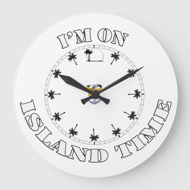 Ich bin auf Insel-Zeit-Wanduhr Große Wanduhr (Vorderseite)