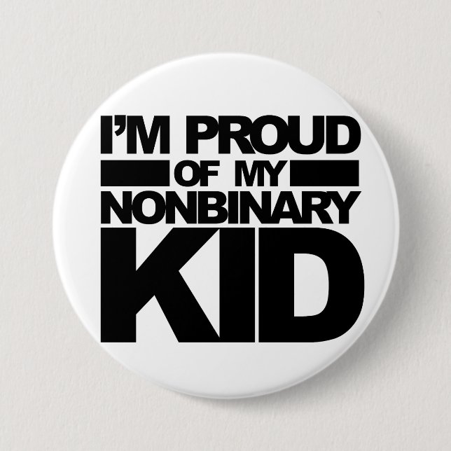 "Ich bin auf mein Nonbinary Kind" Button stolz (Vorderseite)
