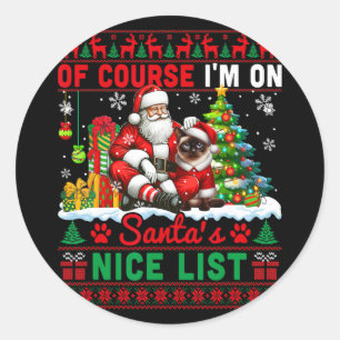 Ich bin auf Weihnachten Nizza Liste Sweater Santa  Runder Aufkleber