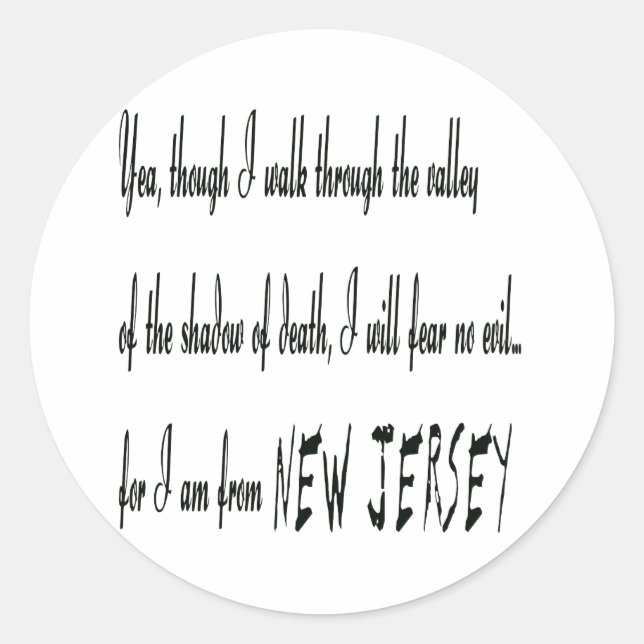 Ich bin aus New Jersey-Sticker Runder Aufkleber (Vorderseite)