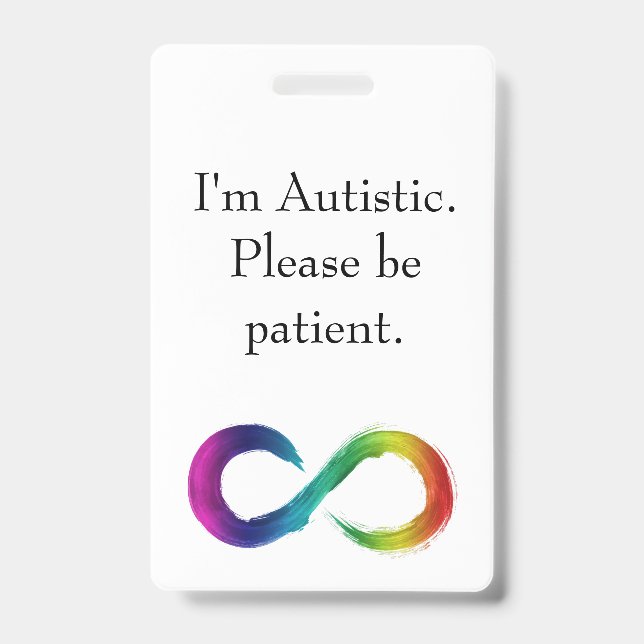 "Ich bin autistisch, bitte geduldig sein" Garten Ausweis (Front)