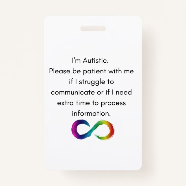 Ich bin Autistisch- Kommunikationskarte Ausweis (Vorderseite)