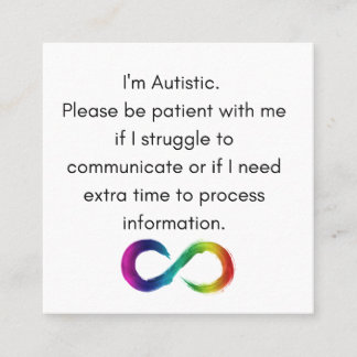 Ich bin Autistisch- Kommunikationskarte Telefonnummerkarte