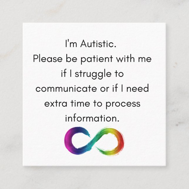 Ich bin Autistisch- Kommunikationskarte Telefonnummerkarte (Vorderseite)