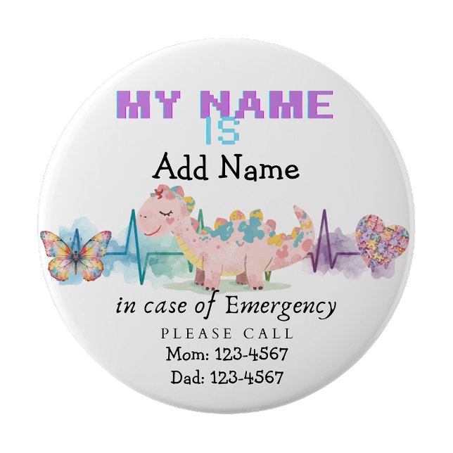 Ich bin autistisch Notfallkontakte Anstecknadel (I'm autistic Emergency contacts Pin Badge)