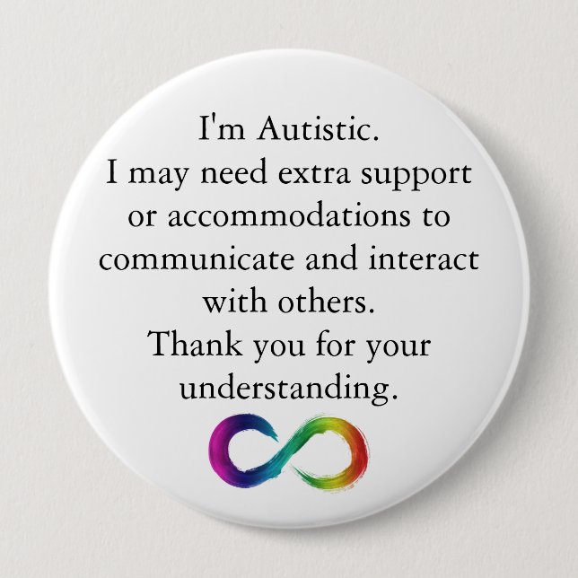 "Ich bin Autistisch"-Warnschaltfläche Button (Vorderseite)