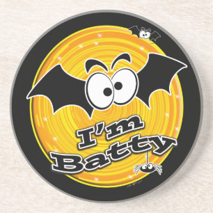 Ich bin Batty Orange und Yellow Swirl Getränkeuntersetzer