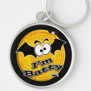 Ich bin Batty Orange und Yellow Swirl Schlüsselanhänger