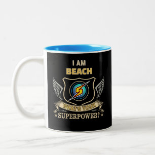 Ich bin BEACH, was ist deine Superkraft Zweifarbige Tasse