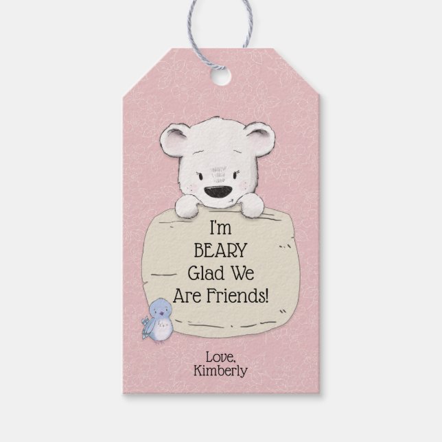 Ich bin BEARY Glad, wir sind Freunde Valentine Geschenkanhänger (Vorderseite)